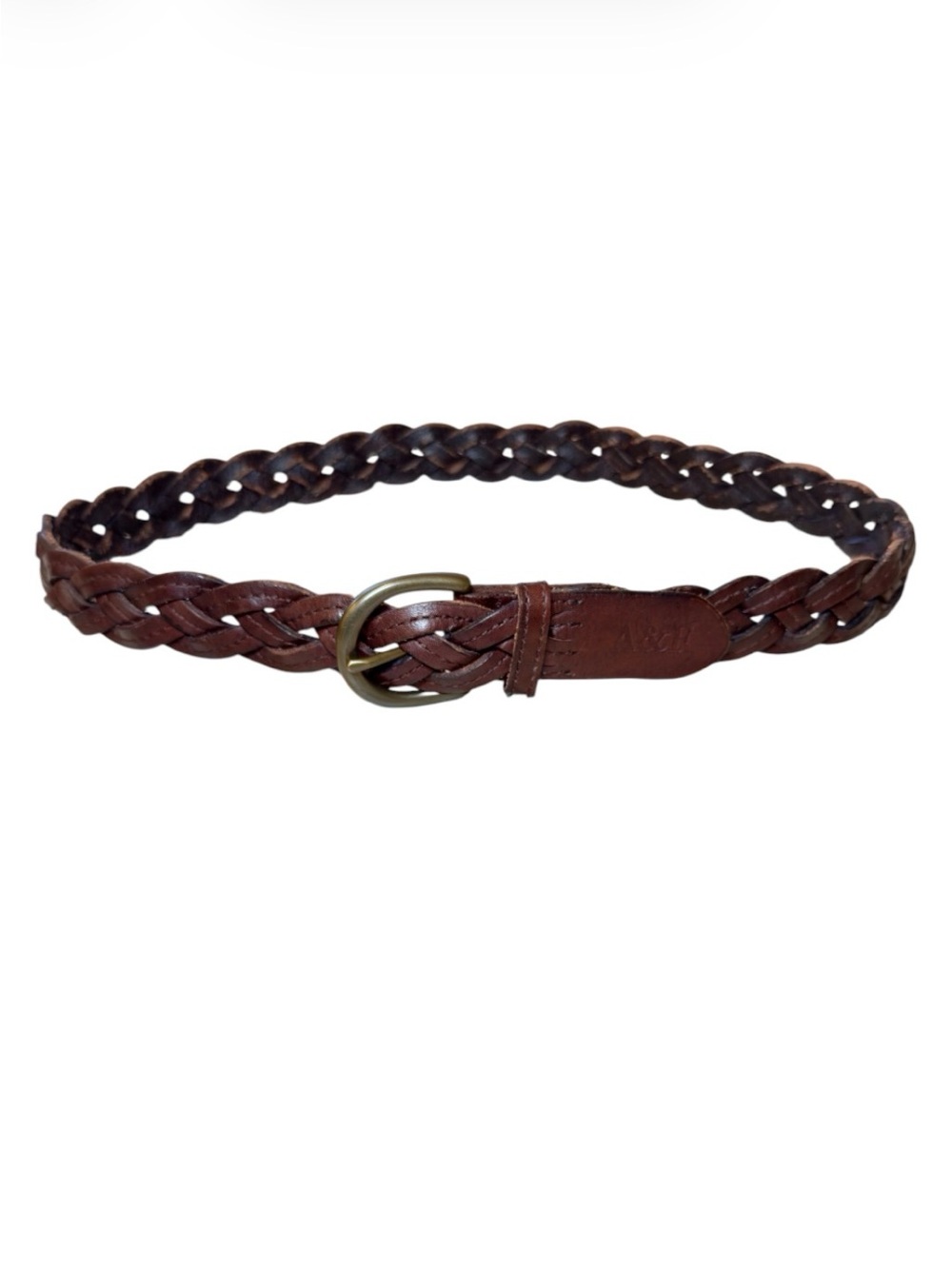 Vintage Y2K Abercrombie & Fitch Leather Brown Braided Belt Medium A&F